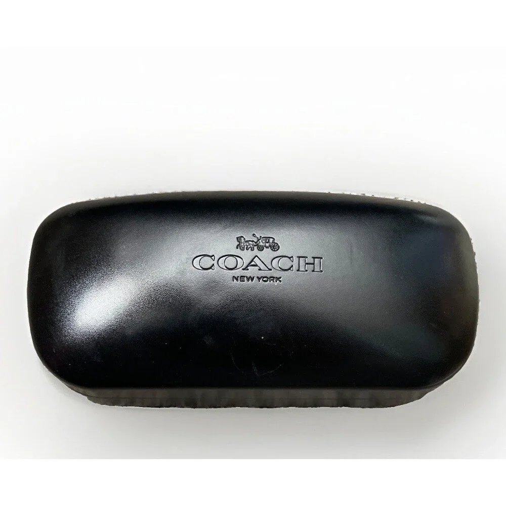 Coach New York Black Hard Glasses Case Gold Logo Velvet Inside